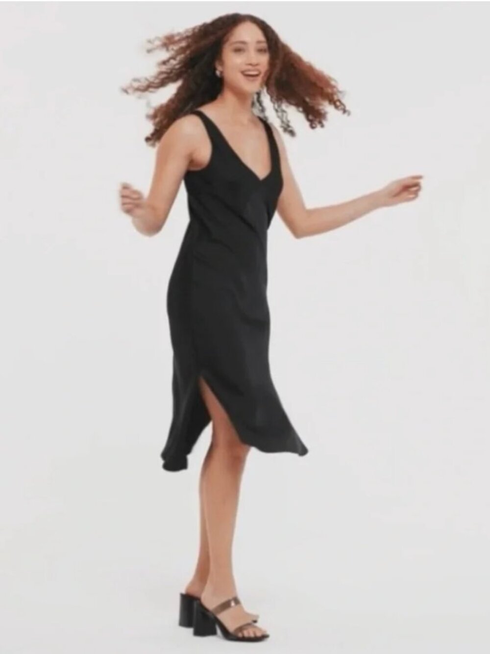 A New Day Black Midi Slip Dress